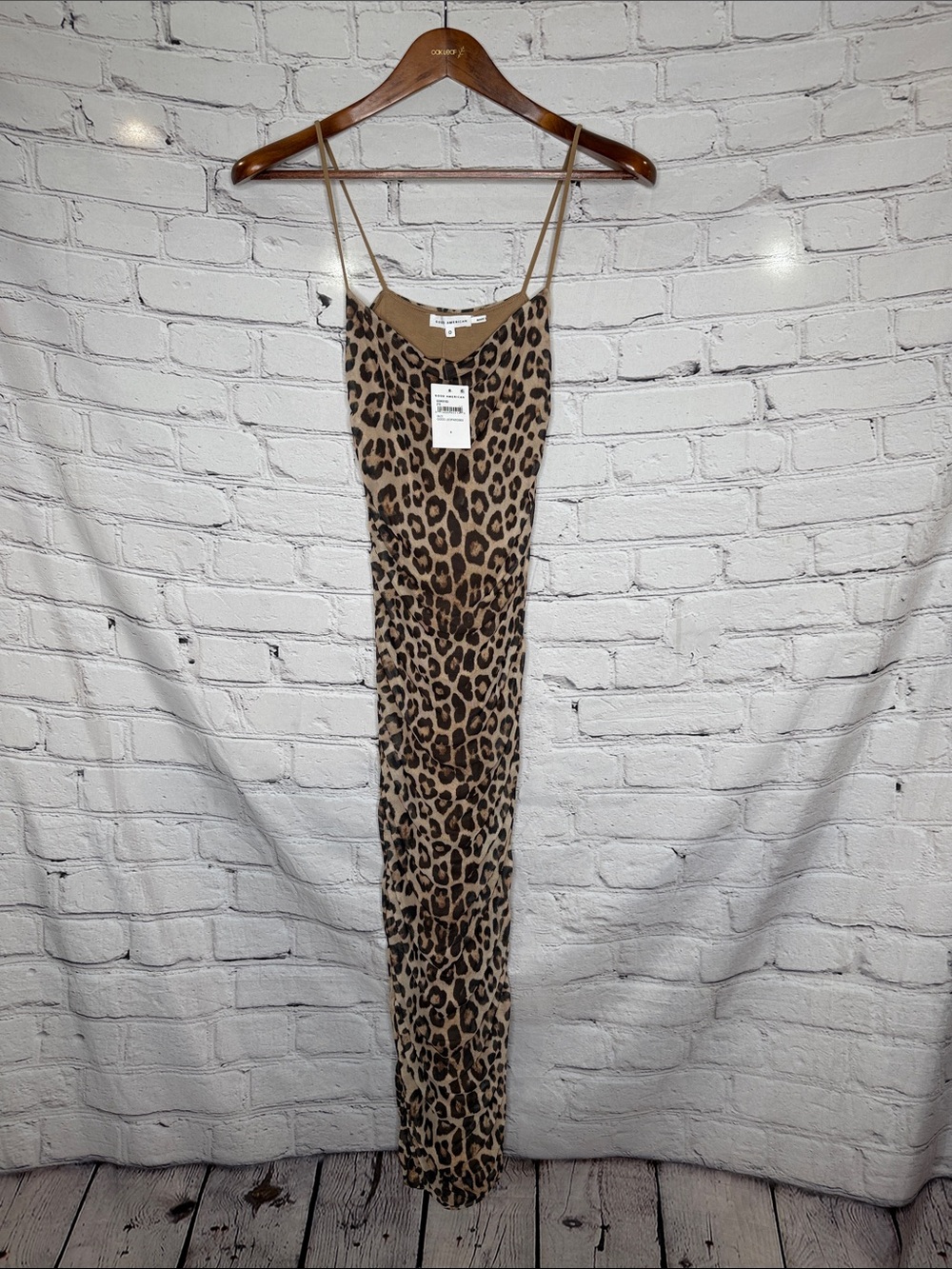 Good American Leopard Print Slip Maxi Dress Size 0 Brand New W/Tags